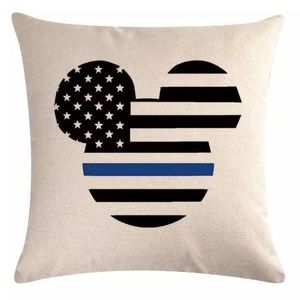 Disney Mickey Mouse police blue line burlap zippered pillow cover